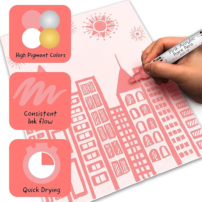 4 Dual Tip Pink Paint Pen Metallic - Image 4