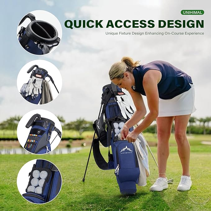 UNIHIMAL Par 3 Golf Bag Small Lightweight with Dual Shoulder Straps – Pitch n Putt Golf Bag Easy to Carry and Durable for Men/Women– 31.5 inches Tall