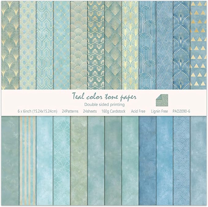6''x 6'' Blue Geometric Scrapbook Paper Pad- 24 Sheets Double Sided Paper by EAMOTOL