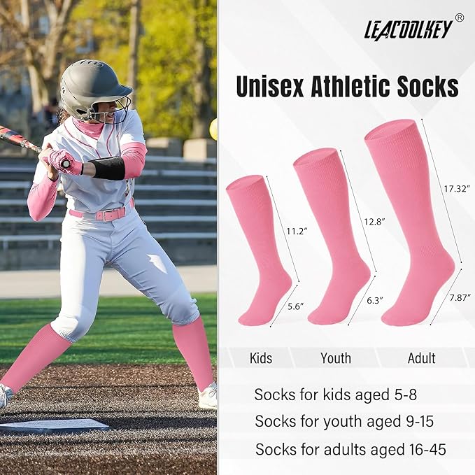 LEACOOLKEY Baseball Belt and Socks Combo Set Adjustable Softball Socks and Elastic Belt for Youth and Adult