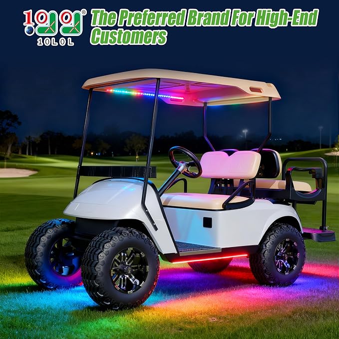 10L0L 6 Pack Golf Cart Underglow Lights,RGB LED Light Strips Waterproof Underbody Lighting Kit for Yamaha EZGO Golf Cart Accessories