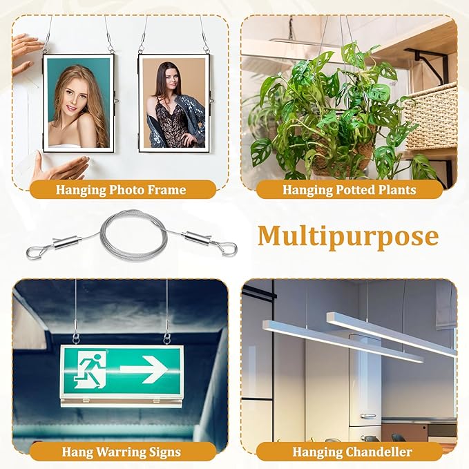 6PCS Heavy Duty Picture Hanging Wire 9.8ft X 1.5mm Mirror Frame Hanging Kit - Image 5