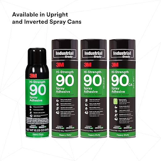 3M Hi-Strength 90 CA Spray Adhesive, Low VOC, Bonds Laminate, Net Wt 19 oz - Image 12