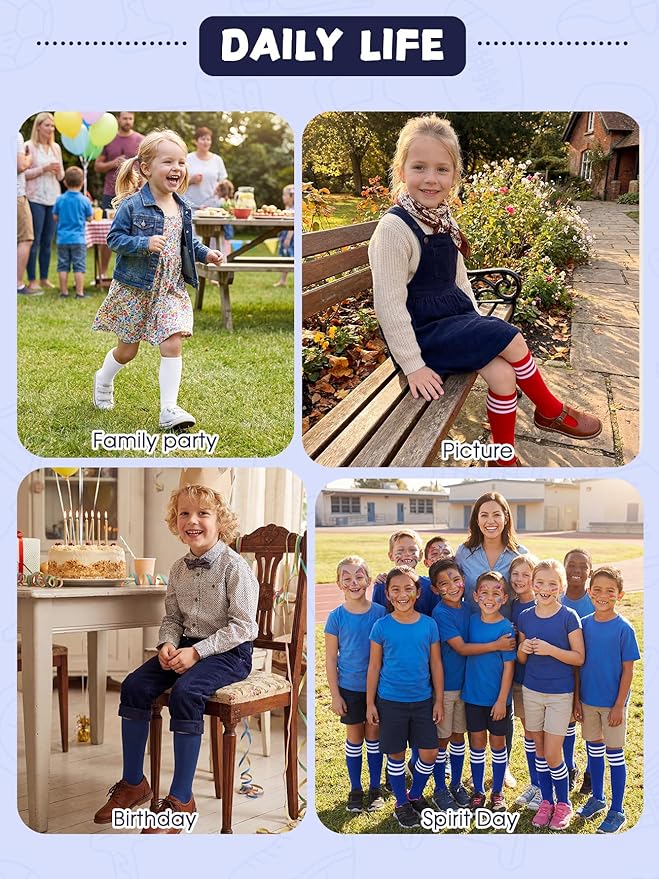 American Trends Kids Toddler Soccer Socks Youth Baseball Softball Football Socks Knee High Accessories for Girls