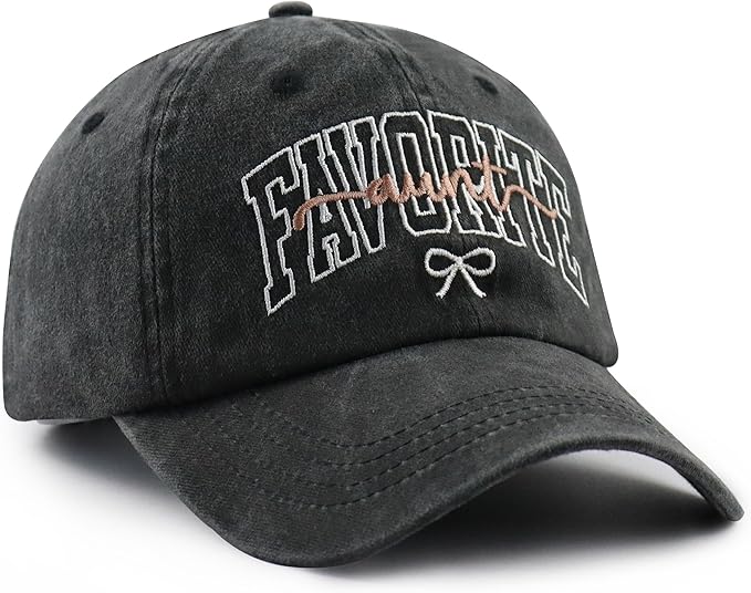 Favorite Aunt Hat for Women, Cute Adjustable Cotton Embroidered Auntie Baseball Cap