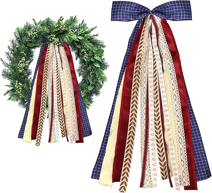 Large Blue Buffalo Plaid Ribbons Bow by Unknown