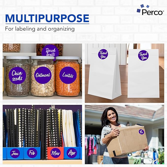 Perco Purple 3-Inch Round Circle Dot Sticker Labels - Image 3