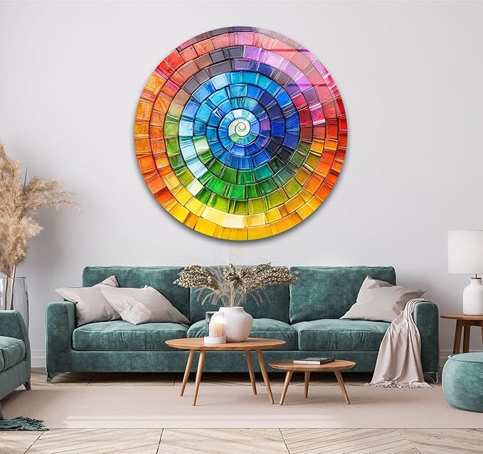 My Photostation.com 20'' Diameter Radiant Spiral Spectrum Round Glass Wall Art by MyPhotostation