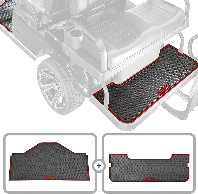 Xtreme MATS Evolution D5 Golf Cart Floor Mat Set - Rubber Double Diamond Design - Fits DMAX, D5, 2+2, 4F, 6F, Including Evolution Maverick and Ranger Trims