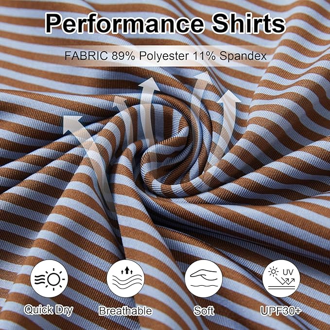 Golf Shirts for Men - Moisture Wicking Short Sleeve Performance Sport Casual Striped Collared Mens Polo Shirt