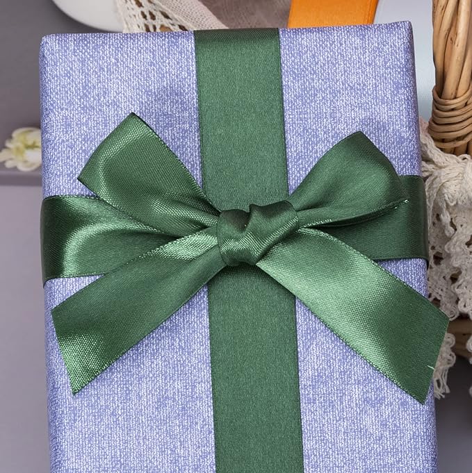 1 Inch Dark Green Solid Satin Ribbon, 50 Yards Craft Fabric Ribbon - Image 5
