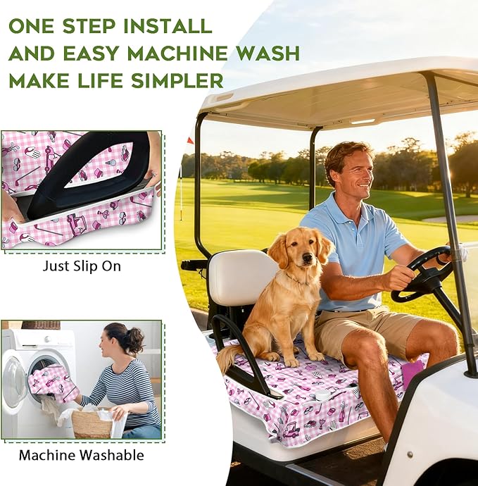 Golf Cart Seat Covers Club Car Golf Cart Accessories 4 Pockets Golf Carts Seat Towel Blanket for Men Women Golf Cart Decor
