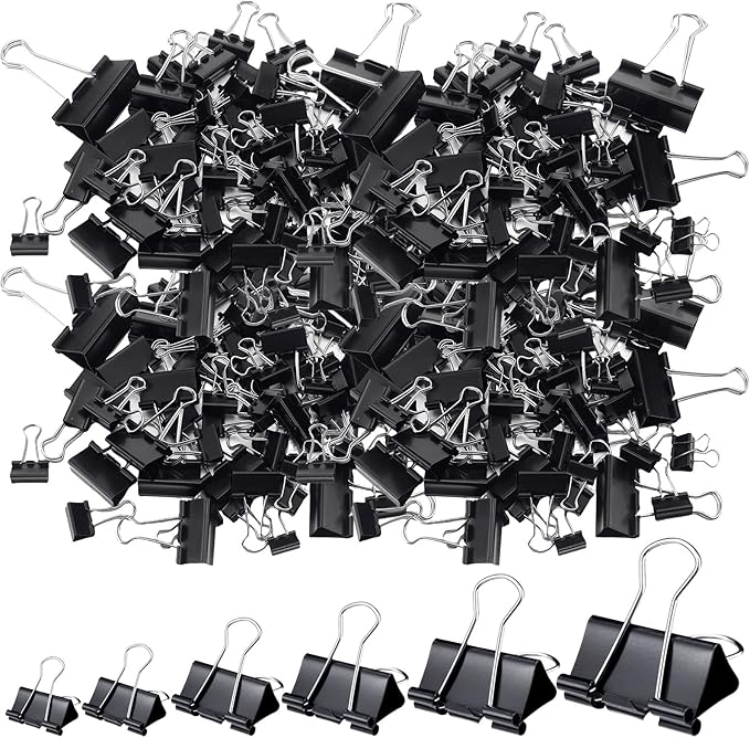 Yexiya 1000 Pcs Binder Clips Bulk Assorted Sizes Black Paper Clips Small Binder by Yexiya