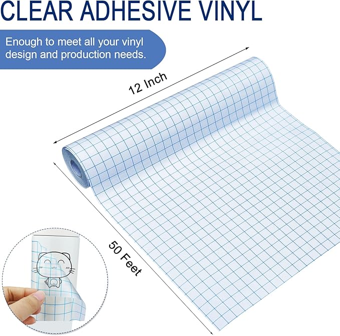 Vinyl Transfer Paper Tape Roll -12" x 50 FT w/Alignment Grid Clear Transfer Tape - Image 6