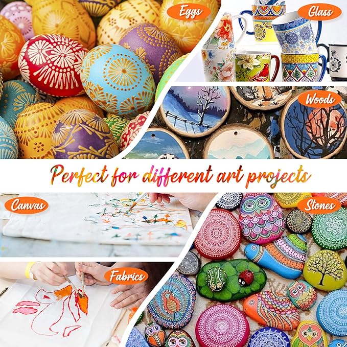 Caliart Acrylic Paint Set with 12 Brushes, 72 Colors Art Craft Paints Gifts - Image 6