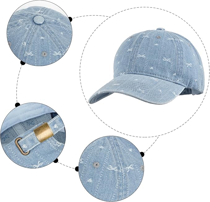 Hoce Fashion Rhinestone Denim Baseball Cap Studded Bling Hat for Women