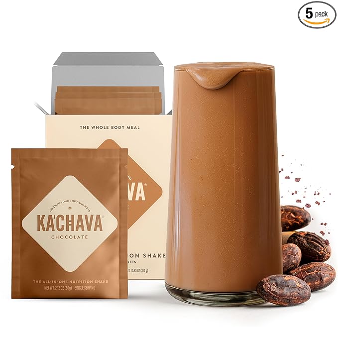 Ka’Chava Whole Body Meal Shake Chocolate, 5-count Travel Size Sachets – Vegan by KaChava