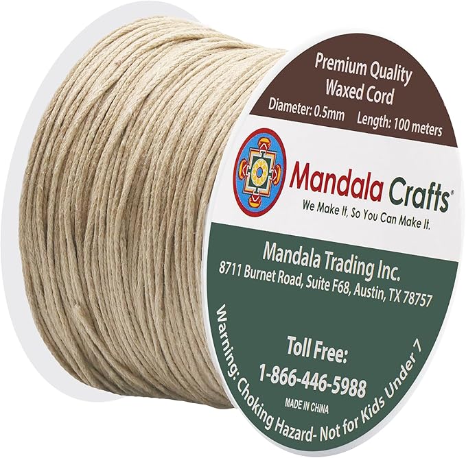 Mandala Crafts 0.5mm 109 Yards Natural Cotton Waxed Cord - Image 2