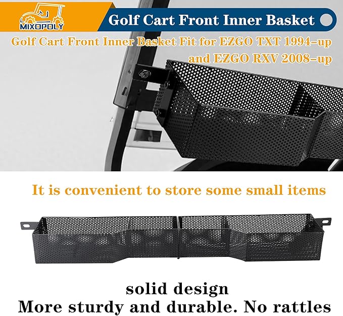 Golf Cart Front Inner Basket for EZGO TXT/RXV 2008-up, Solid Dash Storage Tray Organizer, Sturdy and No Rattles