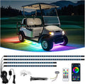 Golf Cart Underbody LED Lights 4Pcs, 12V - 80V Input Golf Cart Underglow Light Kit Bluetooth APP Control Dream Colors for EZGO Club Car Yamaha, Music Mic Sync Modes (Included Voltage Reducer)