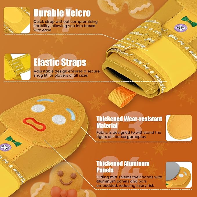 Baseball Sliding Mitt - Sliding Mitt for Youth - Drippy Drip Accessory Gingerbread Man, Coco, Scary HaHa - Softball