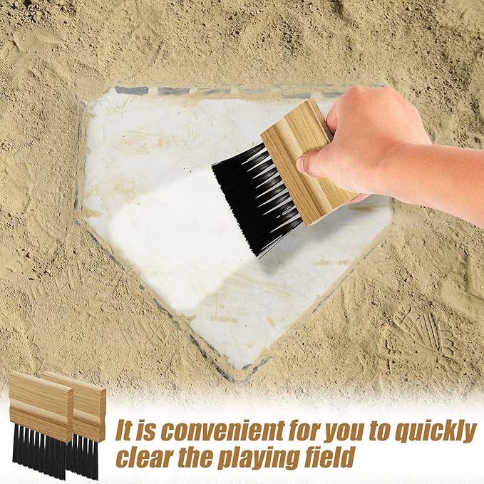 Suclain 3 Pieces Umpire Brush with Wood Handle Softball Baseball Home Plate Brush for Umpire Equipment Kit, Black 4.33 x 3.15 x 0.39 Inches