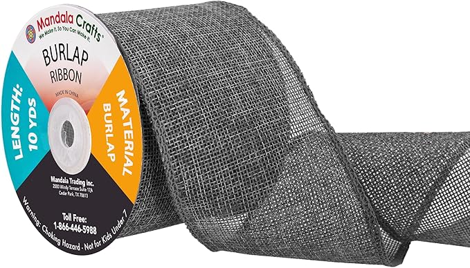 Mandala Crafts Gray Burlap Ribbon 3 Inches Wide Jute Ribbons by MandalaCrafts