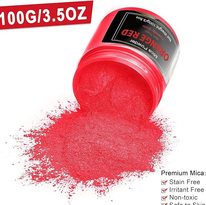 Deep Red Mica Powder Pigment -Cosmetic Grade Metallic Mica Powder - Image 2