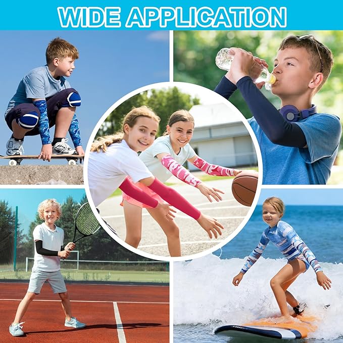 Baseball Arm Sleeves for Kids 20 Pairs UV Sun Protection Cooling Compression Sleeves to Cover Arms for Boys Girls
