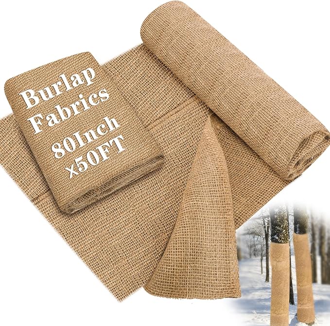 Buryeah 80 Inch x 50 ft Burlap Fabrics Roll Natural Jute Burlap Tree Wraps - Image 8