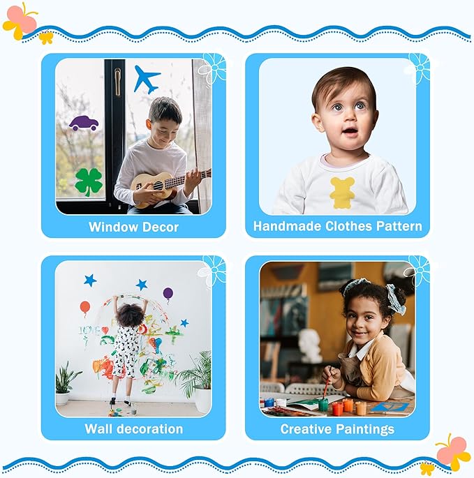 24 Pieces for Kids, Large Drawing Chalk, 8 Inches Washable Shape Template Kit - Image 6