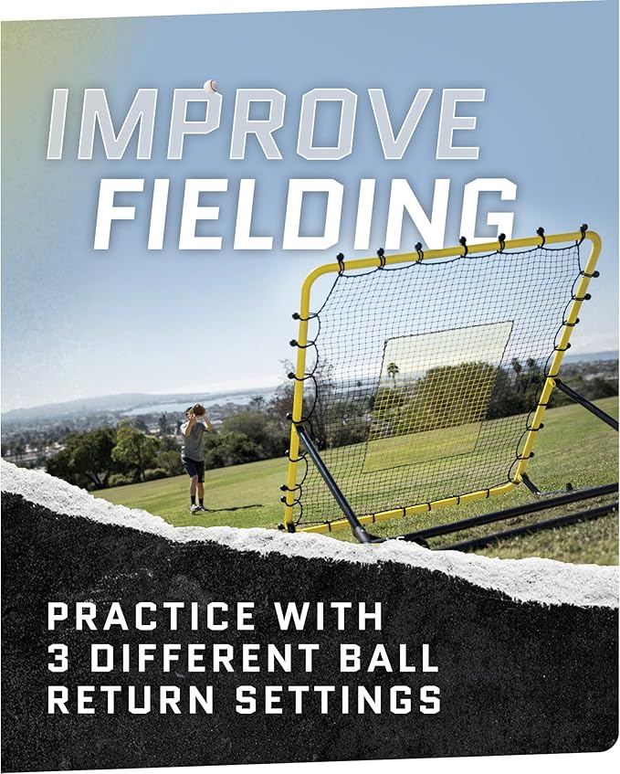 SKLZ Fielding Trainer - Baseball, Softball & Volleyball Rebounder Net. Enhanced Solo Fielding Practice for Skill Development. High-Performance Multi-Sport, Portable, 3 Ball Return Angles, 4x4.5 Feet