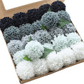 Floroom Artificial Dahlia Flowers 25pcs Real Looking Blue Shades Foam Fake Roses by Floroom