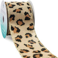 CT CRAFT LLC Burlap Leopard Fabric Wired Ribbon 2.5" x 10 Yards Natural by CTCRAFTLLC