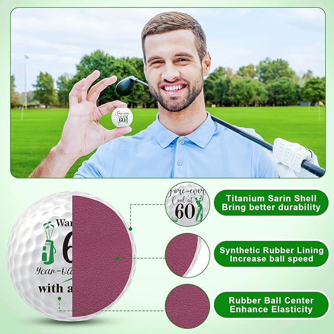 MiniInflat 18 Pcs Funny Golf Balls Gifts Set 12 Humor Golf Balls and 6 Tees for Men Women Coworkers Employees Golfers Birthday Retirement