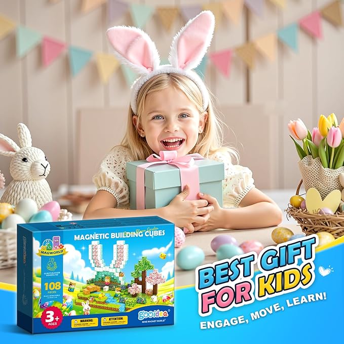 108PCS Magnetic Blocks Kids Magnet Toys, Large 1 inch Building Cubes - Image 7