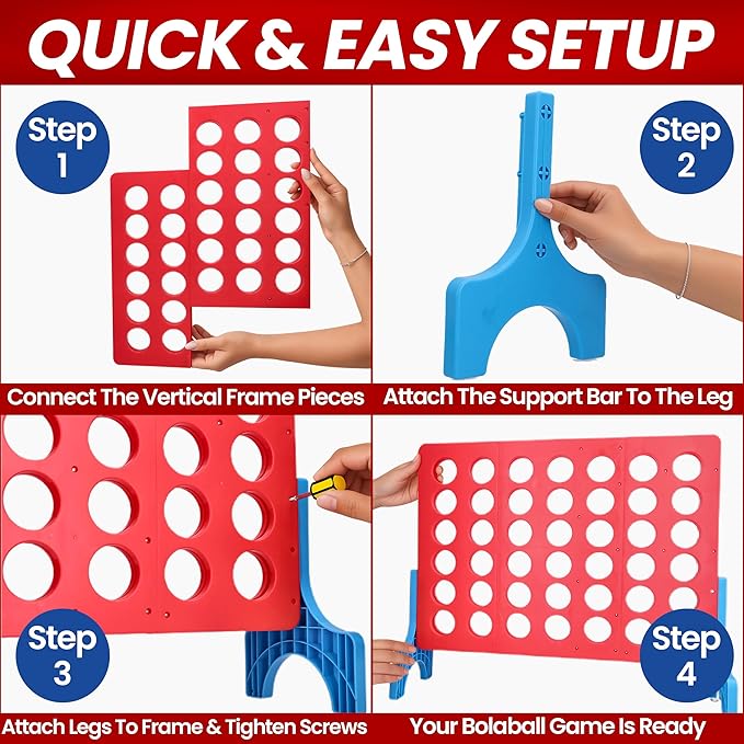 Bolaball 4 in a Row Tabletop Game – 1.8 Ft 4 to Score Game - Image 9