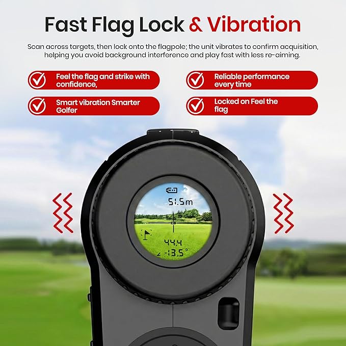 Golf Rangefinder with Slope - Rechargeable Golf Laser Range Finder with Tour Modes, Flag Lock Vibration, Scan Targeting - 6X Magnification Scope - Yards, Meters, Feet Distance Finder for Golfers