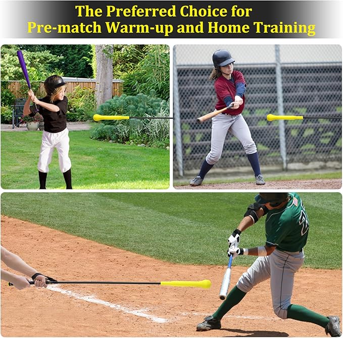 Baseball Hitting Stick,Batting Practice Equipment for Baseball and Softball,Extended Handlebar with Grip Strap,Ideal One-on-One Baseball Training Equipment