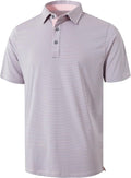 Golf Shirts for Men - Moisture Wicking Short Sleeve Performance Sport Casual Striped Collared Mens Polo Shirt