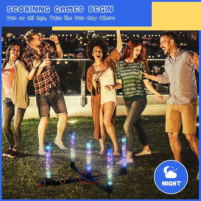 YEEA LED Ring Toss Game for Kids, Adults | Glow in The Dark LED Outdoor Yard - Image 2