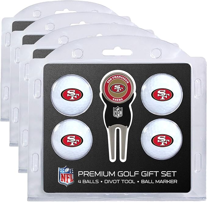 Team Golf NFL Regulation Size Golf Balls (4 Count) & Divot Tool with Removable Double-Sided Magnetic Marker