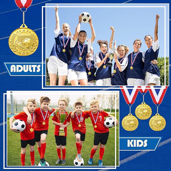 Misdary 12 Pack Medals with Neck Ribbons Team Participation Trophies for Kids Sports Awards Party Favors for Sports Competitions Celebration Gift