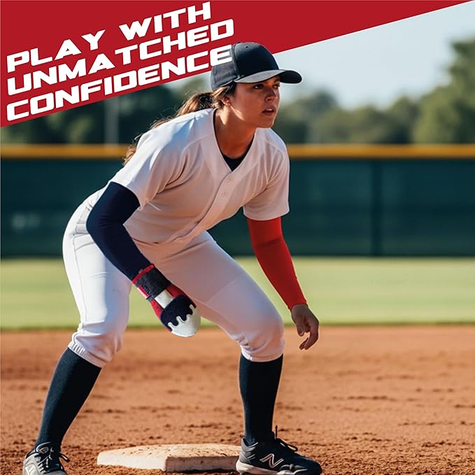 Baseball Sliding Mitt Guard Kit for Youth and Adult - Padded Protective Softball Sliding Glove Arm Sleeve Set – Includes Red + Blue Arm Guards – Hand Protection, Compression Sleeves, Accessories