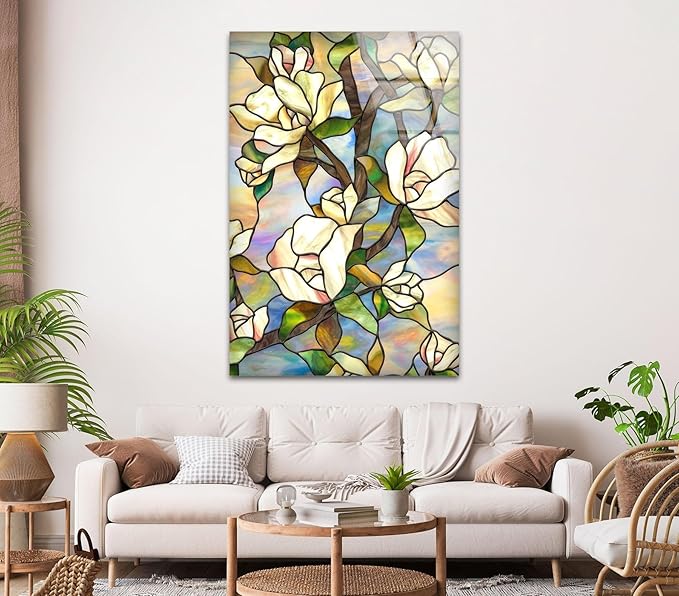 My Photostation.com 24Wx30H'' Stained Magnolia Glass Wall Art Tempered Glass - Image 2