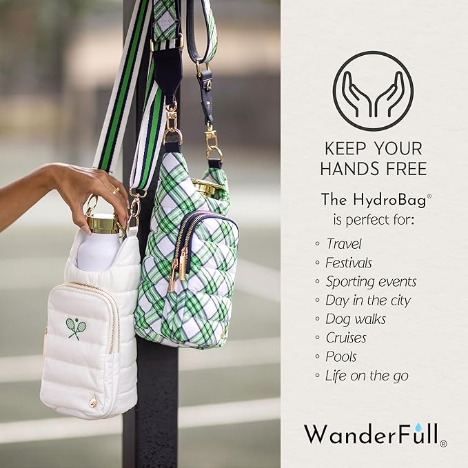 WanderFull® Original HydroBag® Collection, Water Bottle Holder, Gift for Women, Mom, Girlfriend, w/Strap & Phone Pocket, Hands-Free Crossbody Water Bottle Bag
