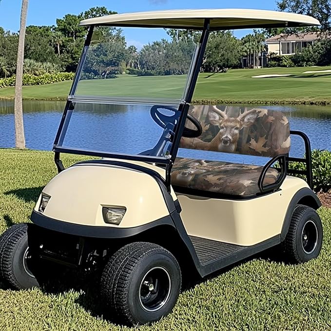 Suobstales Golf Cart Front and Rear Seat Cover Set for EZGO TXT RXV & Club Car DS 2 Passenger, Washable Bench Seat Covers Kit