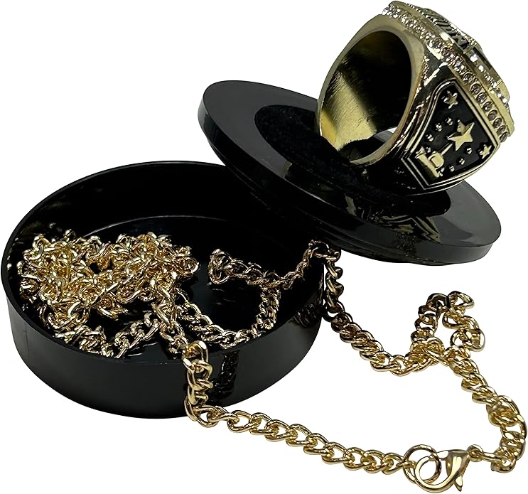 Express Medals Champion Gold MVP Most Valuable Player Trophy Ring Award Gift Prize with Display Neck Chain and Stand Championship Rings
