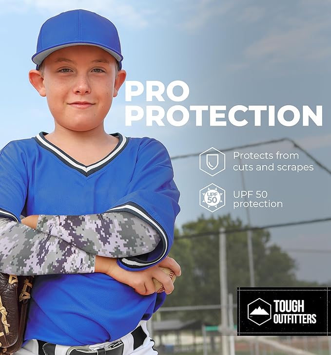 Tough Outdoors Baseball Arm Sleeve Youth & Adults - Compression Arm Sleeves for Kids Boys & Girls Men & Women - Football