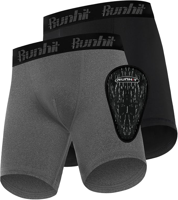 Runhit Boys Cup Underwear for Baseball Football, Youth Compression Shorts with Soft Protective Athletic Cup Boxer Brief